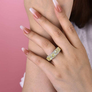 Cushion Moissanite Diamond Halo  Full Eternity wedding Band