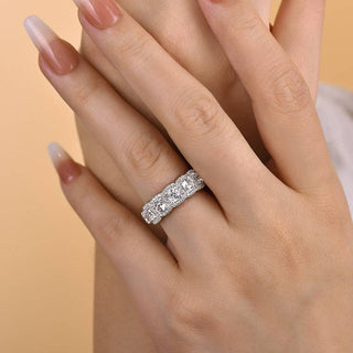Cushion Moissanite Diamond Halo Full Eternity wedding Band