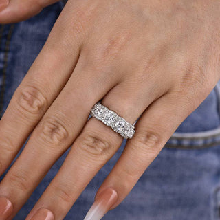 Cushion Moissanite Diamond Halo Full Eternity wedding Band