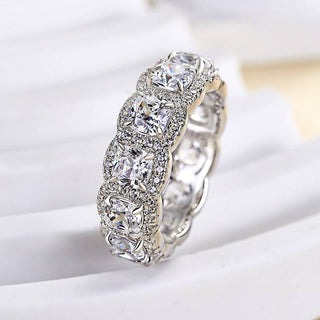 Cushion Moissanite Diamond Halo Full Eternity wedding Band