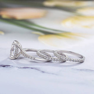 3.5CT Radiant Moissanite Diamond Halo Pave Bridal Engagement Ring Set