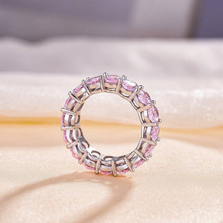 Pink Moissanite Diamond Full Eternity Wedding Band