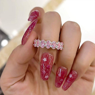 Pink Moissanite Diamond Full Eternity Wedding Band