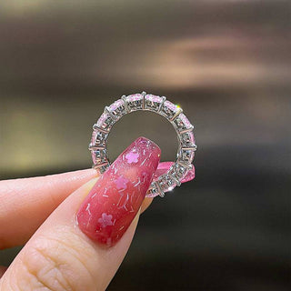 Pink Moissanite Diamond Full Eternity Wedding Band