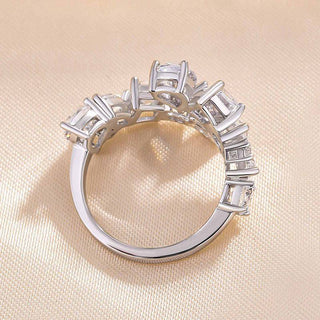 Pear & Emerald Cut & Round Moissanite Diamond Open Wedding Band