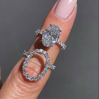 3.CT Oval Moissanite Diamond Halo Pave Bridal Engagement Ring