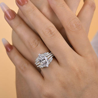 2.5CT Marquise Moissanite Diamond Pave Vintage Bridal Engagement Ring Set