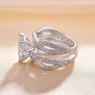 1.5CT Marquise  Moissanite Diamond Antique Bridal Engagement Ring Set