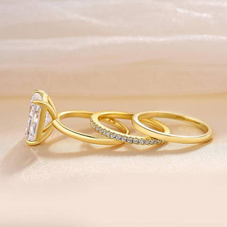 5.0CT Radiant Moissanite Diamond Pave Bridal Engagement Ring Set