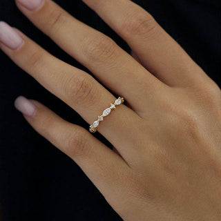Marquise & Round Moissanite Diamond Full Eternity Wedding Band