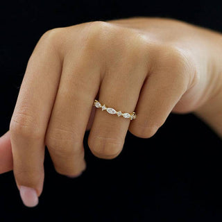 Marquise & Round Moissanite Diamond Full Eternity Wedding Band