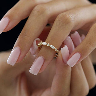 Marquise & Round Moissanite Diamond Full Eternity Wedding Band