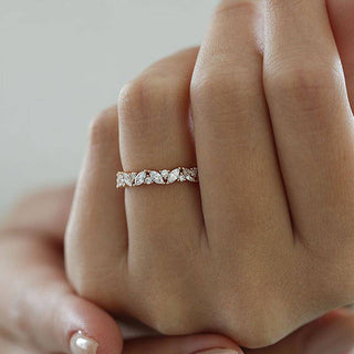 Marquise & Round  Moissanite Diamond Full  Eternity Wedding Band