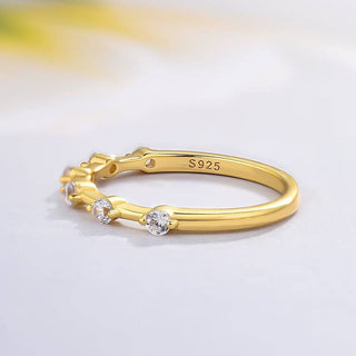 Round Moissanite Diamond Distance Pave  Wedding Band