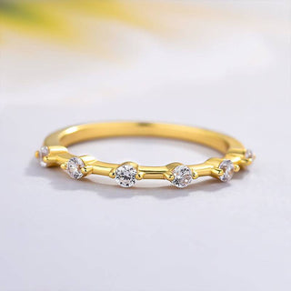 Round Moissanite Diamond Distance Pave  Wedding Band