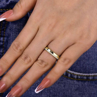Round Moissanite Diamond Full Eternity Unique Wedding Band