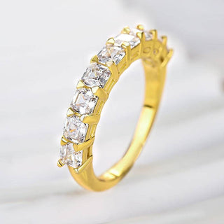 Asscher Moissanite Diamond Half Eternity Wedding Band