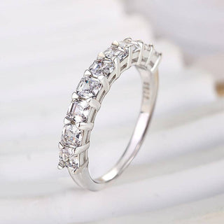 Asscher Moissanite Diamond Half Eternity Wedding Band