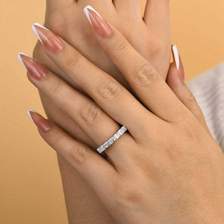 Asscher Moissanite Diamond Half Eternity Wedding Band