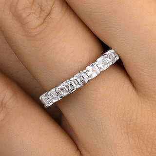 Asscher Moissanite Diamond Half Eternity Wedding Band