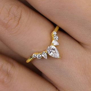 Pear & Round Moissanite Diamond Curve Wedding Band