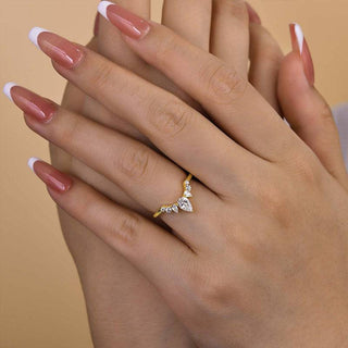 Pear & Round Moissanite Diamond Curve Wedding Band