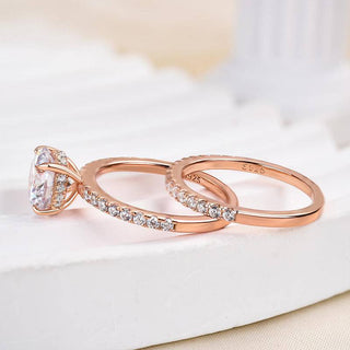 2.0CT Round Moissanite Diamond Hidden Halo Pave Bridal Engagement Ring Set