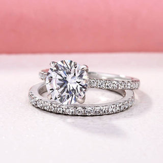 2.0CT Round Moissanite Diamond Hidden Halo Pave Bridal Engagement Ring Set