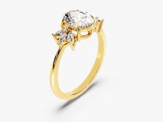 Timeless oval-cut moissanite ring with sparkling diamond cluster setting