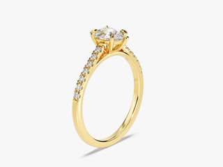 Timeless 1.00CT pear-shaped moissanite ring with pavé diamonds