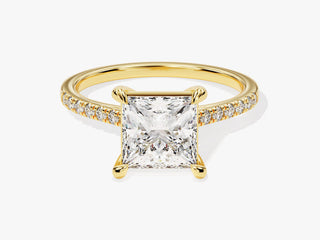 2.0CT princess-cut moissanite engagement ring with diamond pave band in white gold