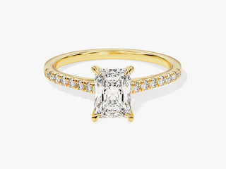 1.00CT radiant-cut moissanite engagement ring with diamond pave band in white gold