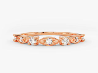 Round  Moissanite Diamond Vintage Wedding Band