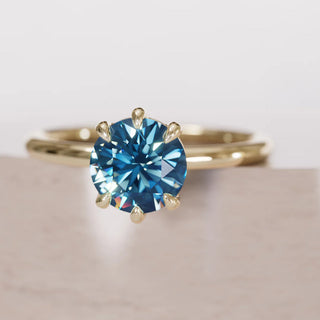 4.00CT Blue Round Cut Solitaire Wedding Ring