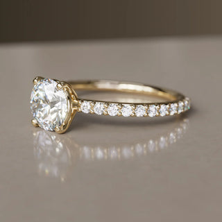 3.00ct Round Cut Diamond Pave Engagement Ring