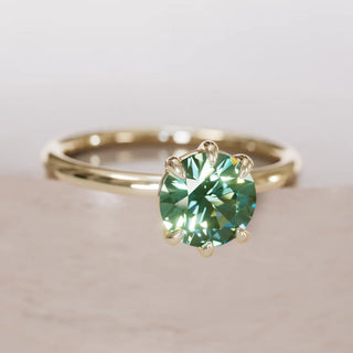 4.00CT Green Round Cut DiamondSolitaire Wedding Ring