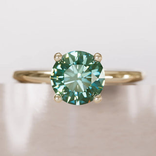 4.00CT Green Round Cut DiamondSolitaire Wedding Ring