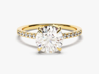 2.0CT round moissanite engagement ring with shimmering pavé diamond band