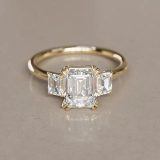 3.00CT Emerald Cut Diamond Three Stone Engagement Ring
