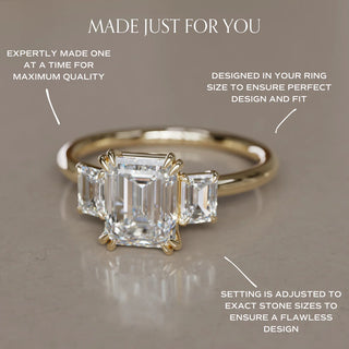 3.00CT Emerald Cut Diamond Three Stone Engagement Ring