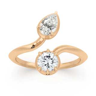 1.00CT Pear & Round Cut Diamond Toi Et Moi Open Engagement Ring