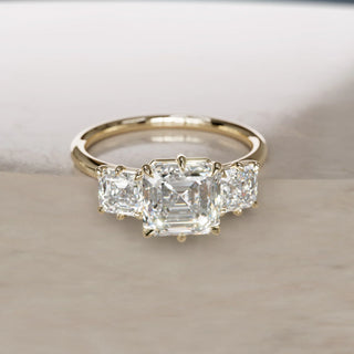 3.00CT Asscher Cut Diamond Three Stone Engagement Ring
