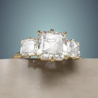 3.00CT Asscher Cut Diamond Three Stone Engagement Ring