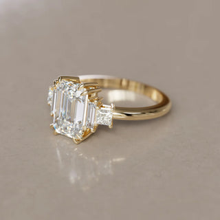 5.00CT Emerald Cut Diamond Five Stone Unique Engagement Ring