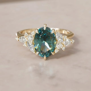 6.00CT Green Oval Cut Diamond Cluster Unique Engagement Ring