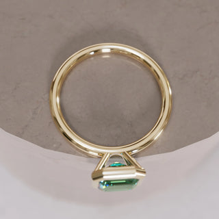 3.00CT Green Asscher Cut Diamond Bezel Solitaire Engagement Ring