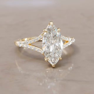 4.00CT Marquise Cut Diamond Split Shank Unique Engagement Ring