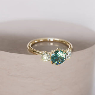 2.00CT Green Round Cut Diamond Three Stone Engagement Ring