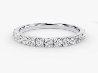 Round Moissanite Diamond Half Eternity Wedding Band