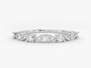 Round  Moissanite Diamond Vintage Wedding Band